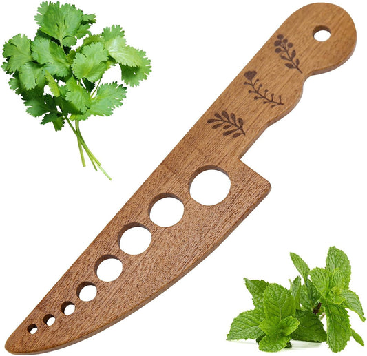 Wooden Vegetable Herb Stripper Tool, Leaf Separator Herb Cutter with 8 Holes, Kitchen Gadgets for Cilantro Parsley Mint, Fun Stripper Tool for Home Cooks Supplies
