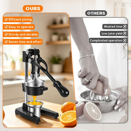 Manual Cast Iron Juicer,Orange Squeezer Heavy Duty,Juicer Press for Citrus Lemon Grapefruit Pomegranate, Hand Press Orange Juicer for Home and Bar Use (Black)