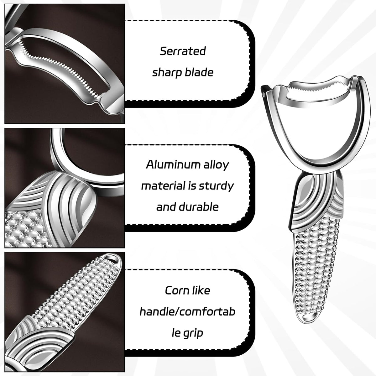 1 Pcs Corn Peeler For Corn On The Cob,Upgraded Stainless Steel Kernel Remover For Corn On The Cob,Non-Slip Handle,Comfortable Grip,Kitchen Gadget(Silver)