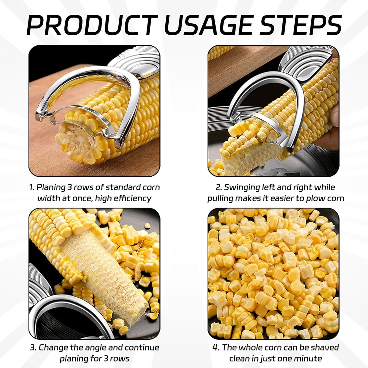 1 Pcs Corn Peeler For Corn On The Cob,Upgraded Stainless Steel Kernel Remover For Corn On The Cob,Non-Slip Handle,Comfortable Grip,Kitchen Gadget(Silver)