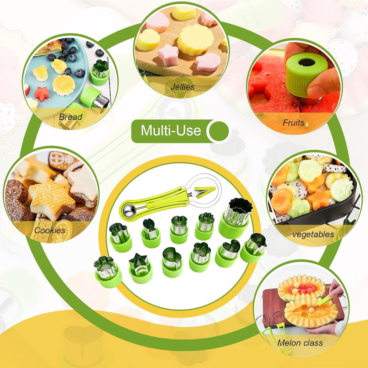 18pcs Melon Baller Scoop Set, Stainless Steel Fruit Carving Tools