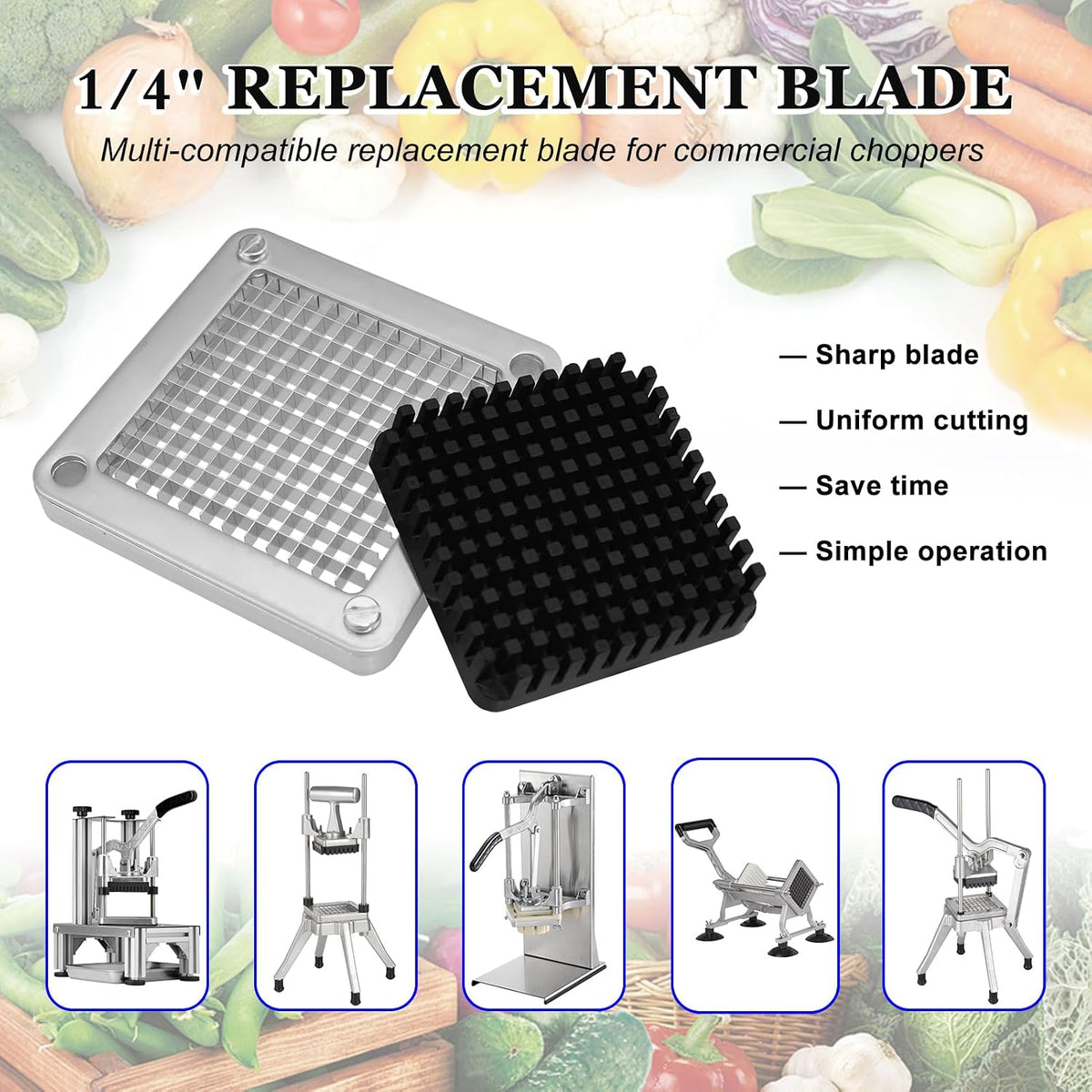 Replacement Chopper 3/8" Blade, Commercial Vegetable Chopper Dicer