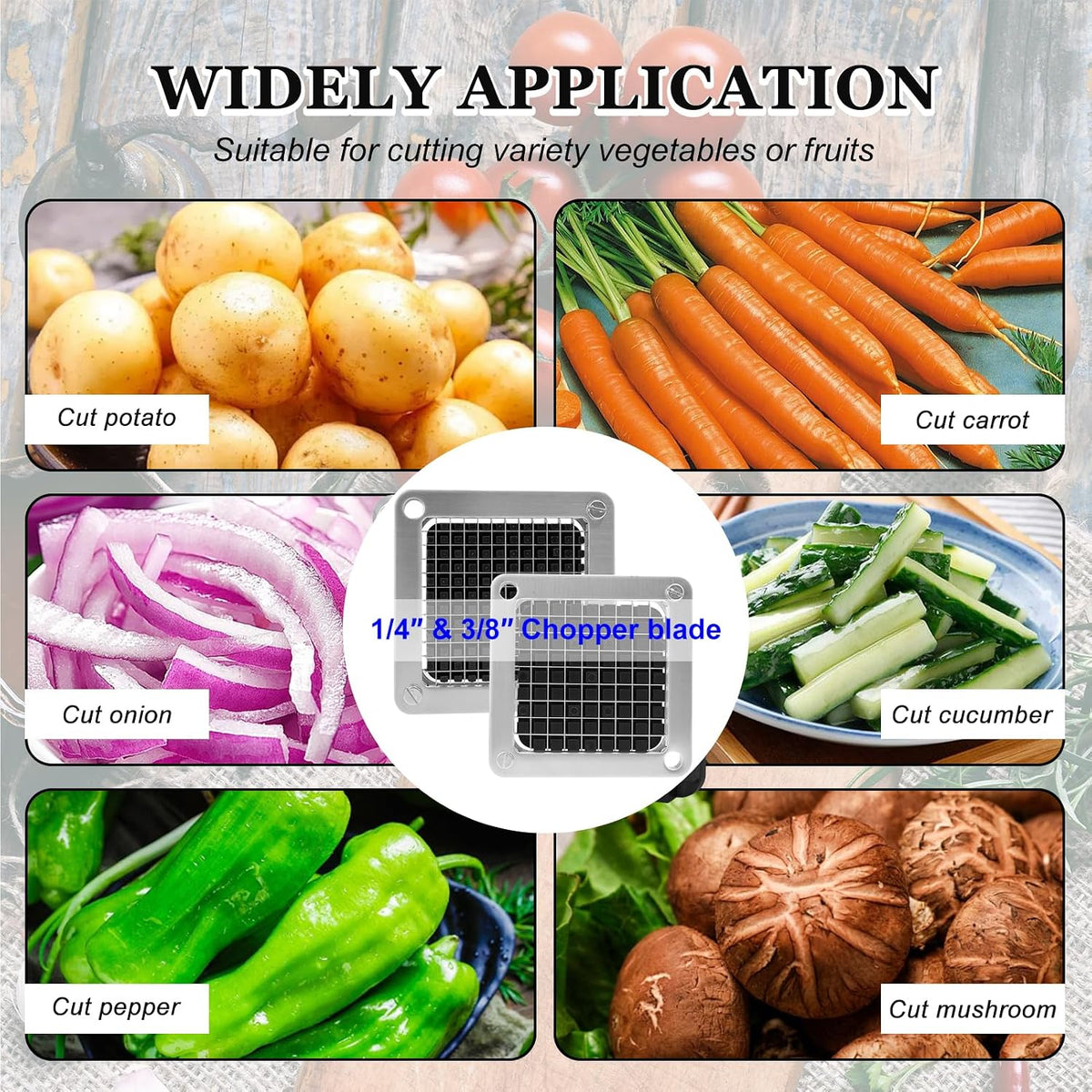 Replacement Chopper 3/8" Blade, Commercial Vegetable Chopper Dicer