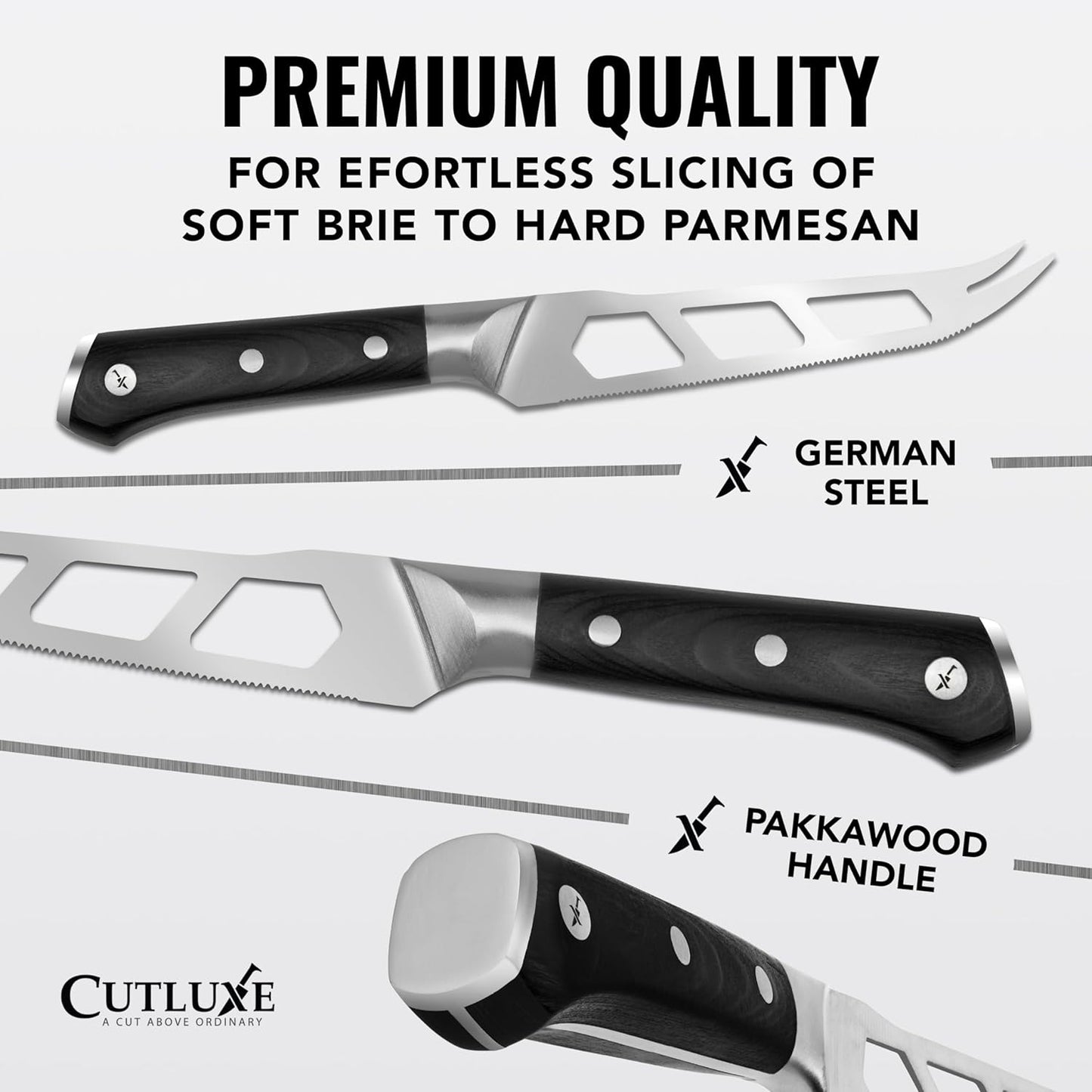 Cheese Knife, 5" Slicer for Soft & Hard Cheese – Serrated Blade | Pronged, Non-Stick High Carbon German Steel, Full Tang Ergonomic Handle – Artisan Series