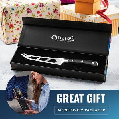 Cheese Knife, 5" Slicer for Soft & Hard Cheese – Serrated Blade | Pronged, Non-Stick High Carbon German Steel, Full Tang Ergonomic Handle – Artisan Series