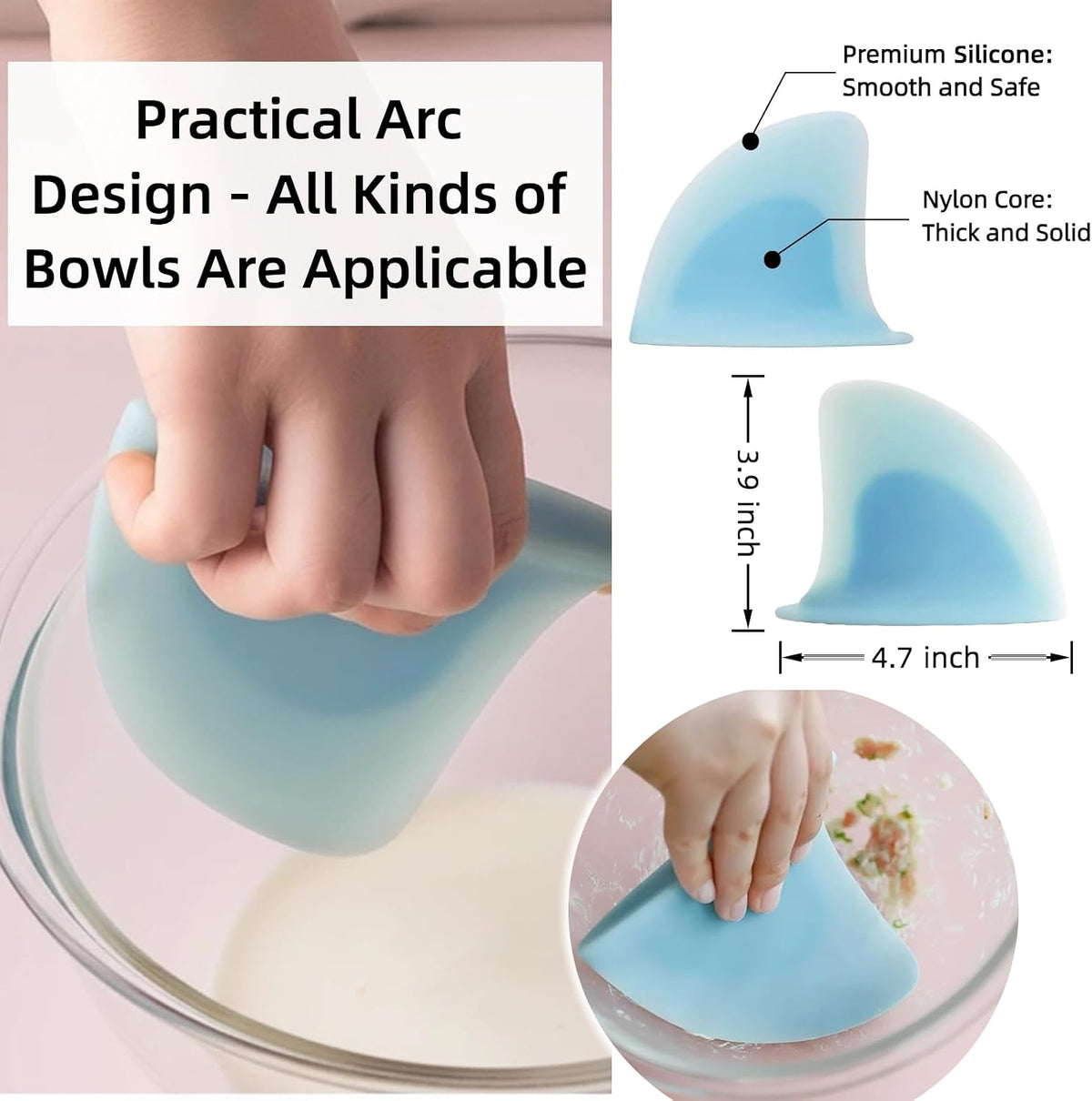 "Shark Fin" Bowl Scraper, Silicone Kitchen Scraper Tool