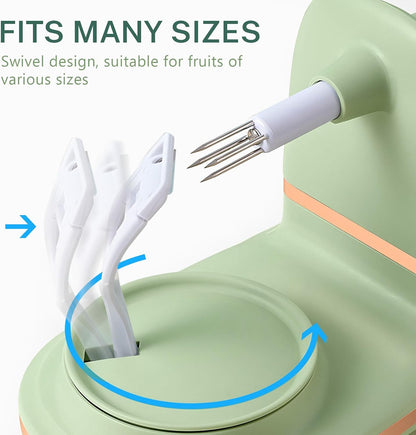 Manual Hand Crank Apple Peeler, Corer and Slicer – Suction Non Slip Counter Grips - Stainless Steel Blades – Peels, Cores and Cuts in Seconds for Home Kitchen Quick Applesauce Pie Making (Light green)
