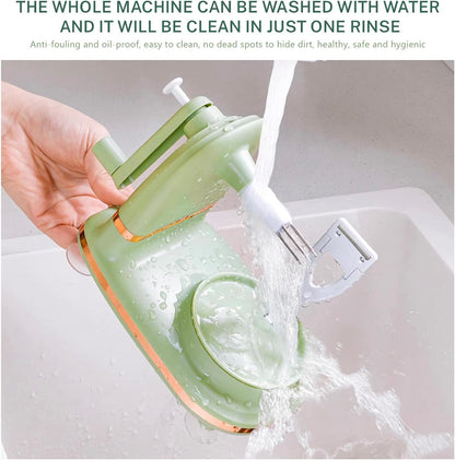 Manual Hand Crank Apple Peeler, Corer and Slicer – Suction Non Slip Counter Grips - Stainless Steel Blades – Peels, Cores and Cuts in Seconds for Home Kitchen Quick Applesauce Pie Making (Light green)