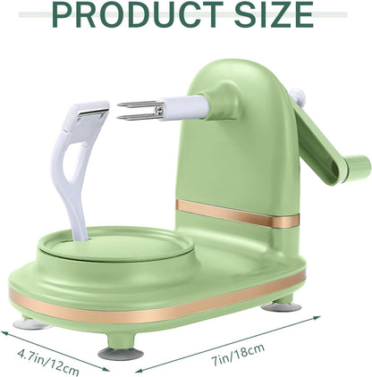Manual Hand Crank Apple Peeler, Corer and Slicer – Suction Non Slip Counter Grips - Stainless Steel Blades – Peels, Cores and Cuts in Seconds for Home Kitchen Quick Applesauce Pie Making (Light green)