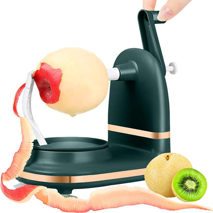 Manual Hand Crank Apple Peeler, Corer and Slicer – Suction Non Slip Counter Grips - Stainless Steel Blades – Peels, Cores and Cuts in Seconds for Home Kitchen Quick Applesauce Pie Making (Light green)