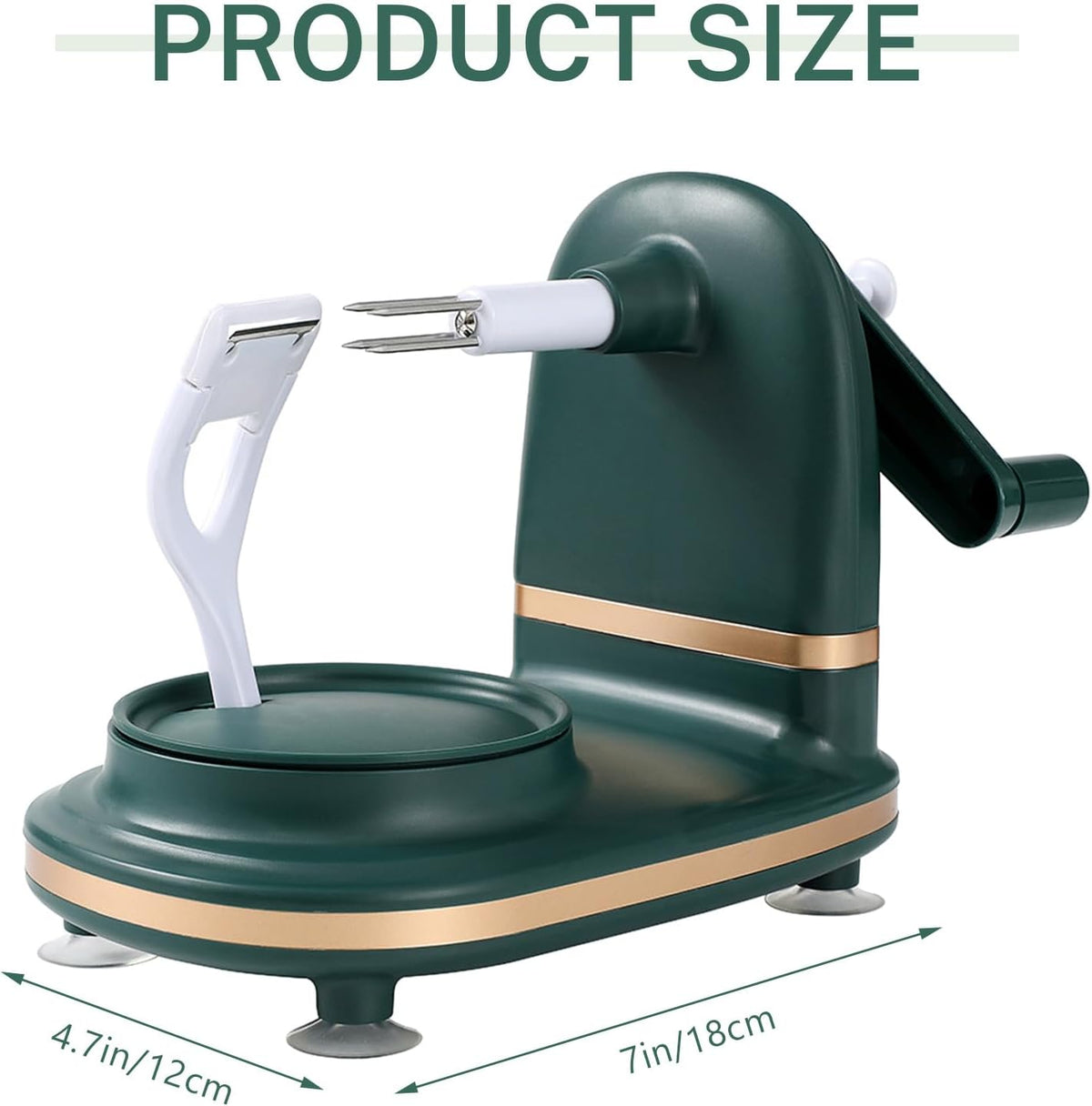 Manual Hand Crank Apple Peeler, Corer and Slicer – Suction Non Slip Counter Grips - Stainless Steel Blades – Peels, Cores and Cuts in Seconds for Home Kitchen Quick Applesauce Pie Making (Light green)