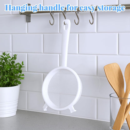 2 Pcs Double Ear Kefir Strainer Set with Handle Plastic Strainer for Kefir Grains Plastic Nylon Fine Mesh Sieve 2 Size Kitchen Strainers for Baking Tea Milk Food
