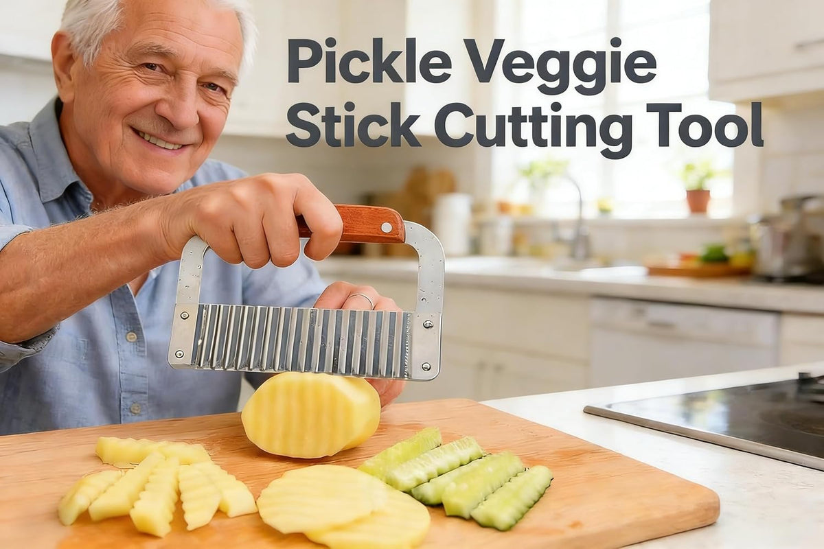 French Fry Slicer, Crinkle Cutter with Stainless Blade
