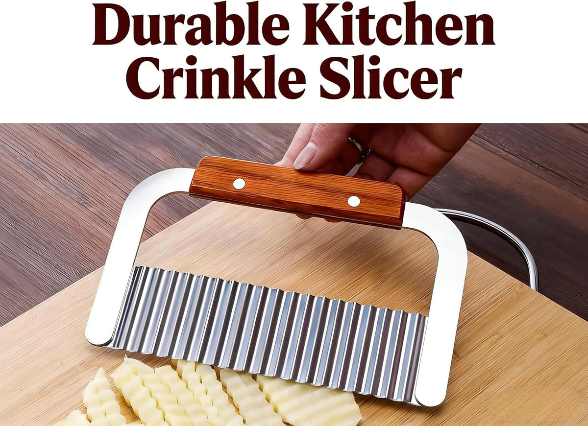 French Fry Slicer, Crinkle Cutter with Stainless Blade