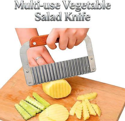 French Fry Slicer, Crinkle Cutter with Stainless Blade