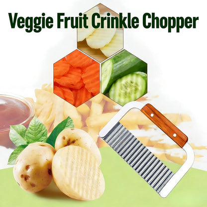 French Fry Slicer, Crinkle Cutter with Stainless Blade