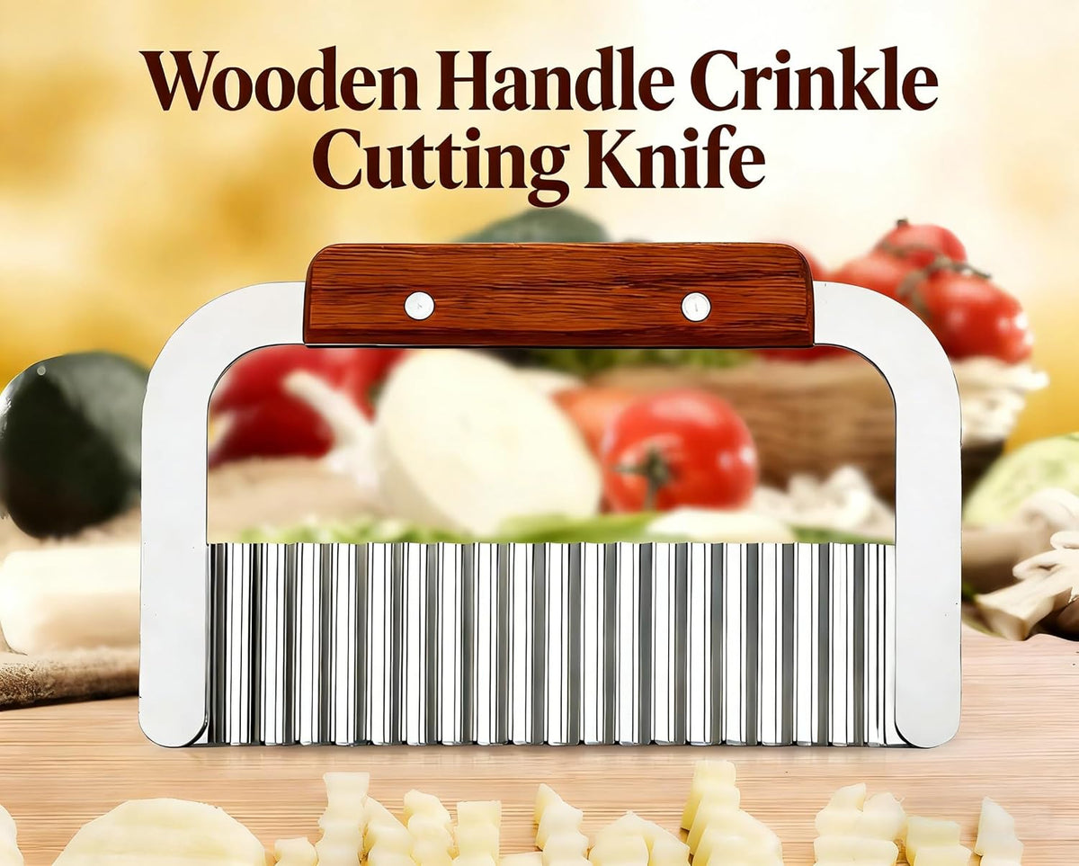 French Fry Slicer, Crinkle Cutter with Stainless Blade