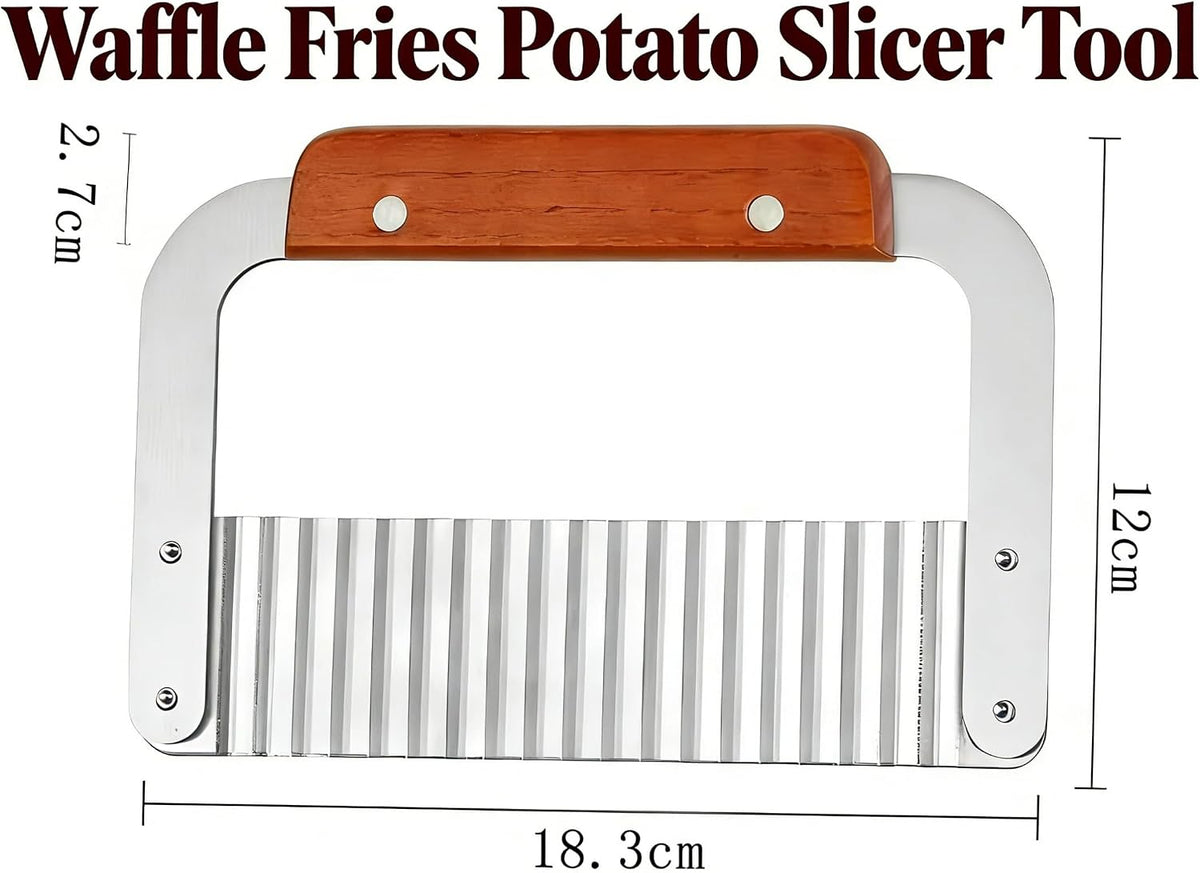 French Fry Slicer, Crinkle Cutter with Stainless Blade