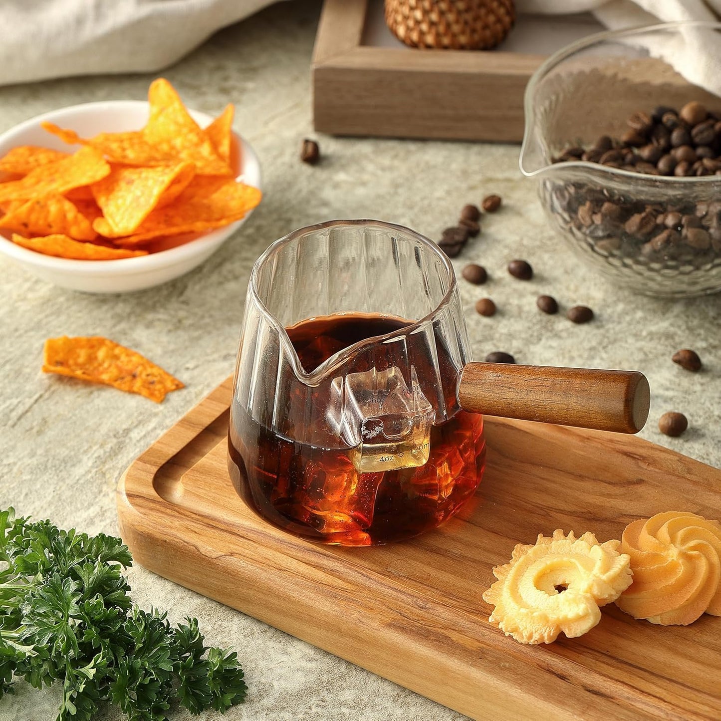 6OZ Espresso Cups, Glass Espresso Shot Measuring Cup with V-Shaped Mouth, Markings in both oz& ml