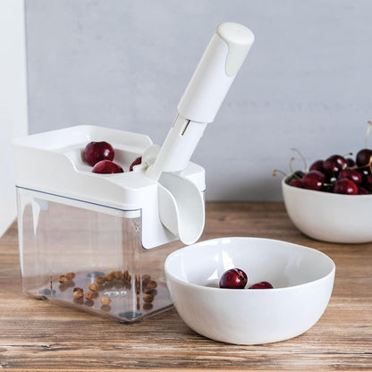 Cherry Stoner Remover – Stainless Steel Plunger Pits 25 Lbs/Hour, Easy-Clean Container, Dishwasher Safe, Ideal for Pies, Canning, Snacking, German Design, Replacement Parts – White