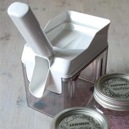 Cherry Stoner Remover – Stainless Steel Plunger Pits 25 Lbs/Hour, Easy-Clean Container, Dishwasher Safe, Ideal for Pies, Canning, Snacking, German Design, Replacement Parts – White