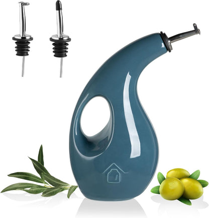 Sweejar Ceramic Olive Oil Dispenser Bottle, 17 FLOZ Oil Bottle with Spout，Porcelain Oil Dispenser for Kitchen,Cooking, Evoo, Vinegar, Soy Sauce, Pack of 1 (Beige)