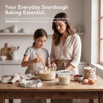 Premium Sourdough Starter & Dough Proofing Set, 2-Piece Borosilicate Glass Containers with Airtight Lids, Wide Mouth Measuring Bowls for Baking & Fermentation, Microwave & Oven Safe (24oz & 71oz)
