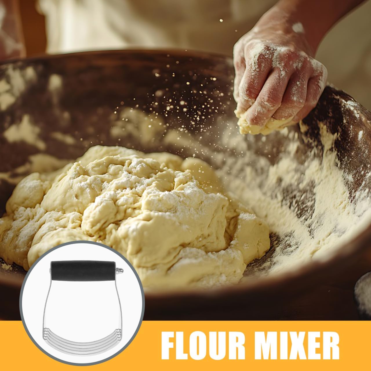 Heavy Duty Stainless Steel Dough Blender Pastry Cutter Butter Mixer for Baking Effortless Flour Mixing and Scraping Tool Kitchen Essential for Home and Professional Bakers