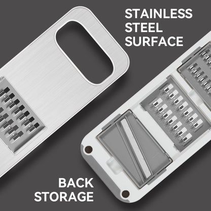 Multifunctional Mandoline Slicer Stainless Steel Surface - Interchangeable 6 Blades, Magnetic Back Handheld Vegetable Cutter with Hand Guard for Kitchen, Onion, Garlic, Safe Food Slicer