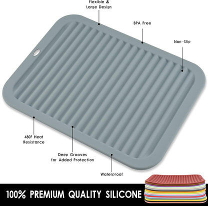 Silicone Hot Pads for Kitchen, Trivets for Hot Pots and Pans, Multi-Purpose Trivets for Quartz Countertops, Non Slip Trivet Mat, Silicone Mats for Kitchen Counter Pot Holders Set 2 Black