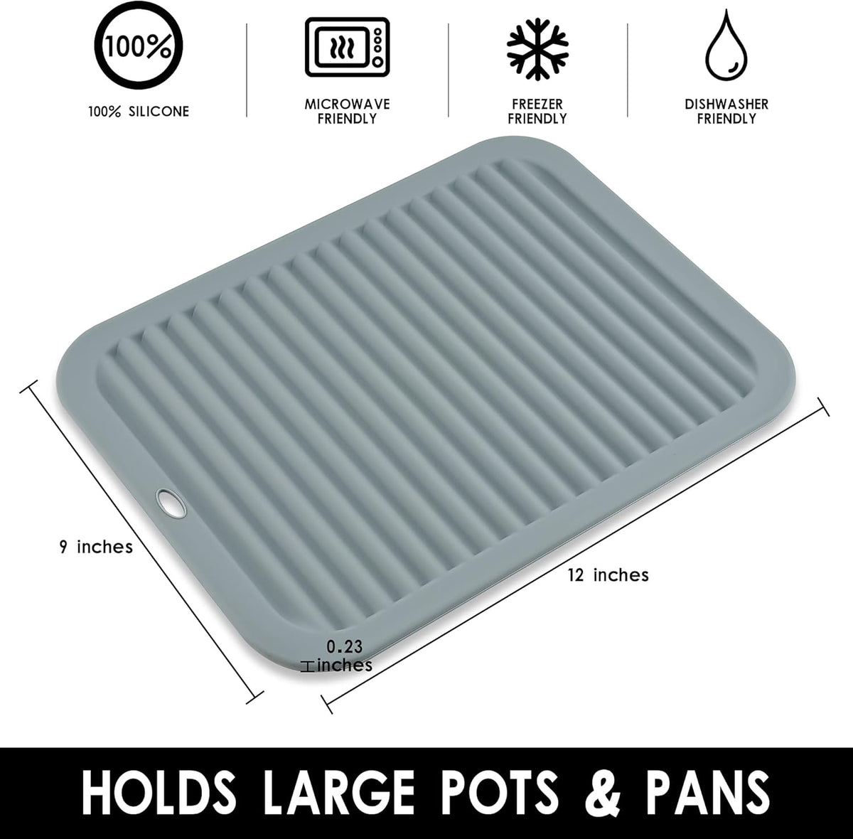 Silicone Hot Pads for Kitchen, Trivets for Hot Pots and Pans, Multi-Purpose Trivets for Quartz Countertops, Non Slip Trivet Mat, Silicone Mats for Kitchen Counter Pot Holders Set 2 Black