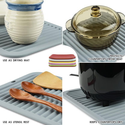 Silicone Hot Pads for Kitchen, Trivets for Hot Pots and Pans, Multi-Purpose Trivets for Quartz Countertops, Non Slip Trivet Mat, Silicone Mats for Kitchen Counter Pot Holders Set 2 Black