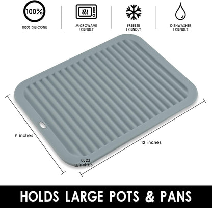 Silicone Hot Pads for Kitchen, Trivets for Hot Pots and Pans, Multi-Purpose Trivets for Quartz Countertops, Non Slip Trivet Mat, Silicone Mats for Kitchen Counter Pot Holders Set 2 Black