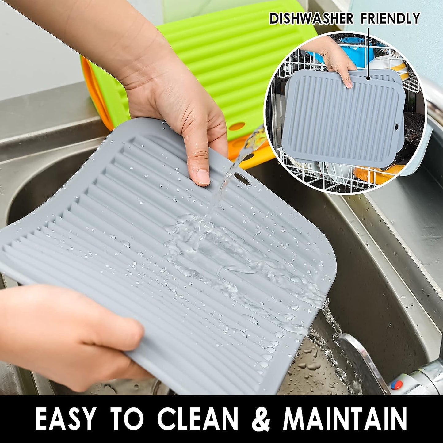 Silicone Hot Pads for Kitchen, Trivets for Hot Pots and Pans, Multi-Purpose Trivets for Quartz Countertops, Non Slip Trivet Mat, Silicone Mats for Kitchen Counter Pot Holders Set 2 Black