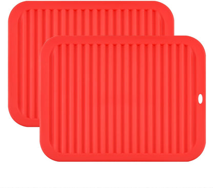 Silicone Hot Pads for Kitchen, Trivets for Hot Pots and Pans, Multi-Purpose Trivets for Quartz Countertops, Non Slip Trivet Mat, Silicone Mats for Kitchen Counter Pot Holders Set 2 Black