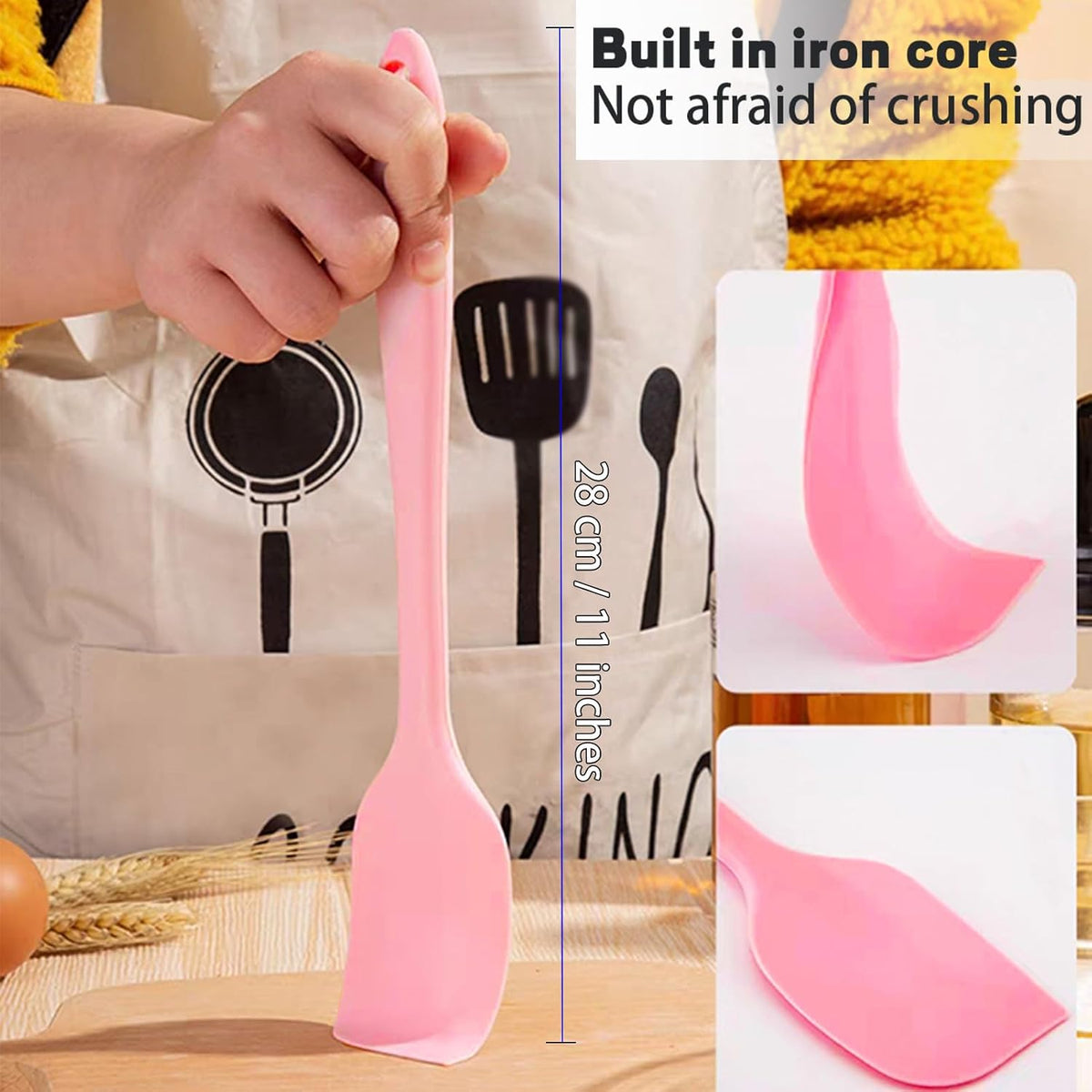 8 Pieces Silicone Spatulas,8.5 inch Non-stick Spatulas with Stainless Steel Core,Heat Resistant-500℉, One Piece Design,Food Grade Silicone, Dishwasher Safe, for Mixing,Cooking,Baking (8.5 inch)