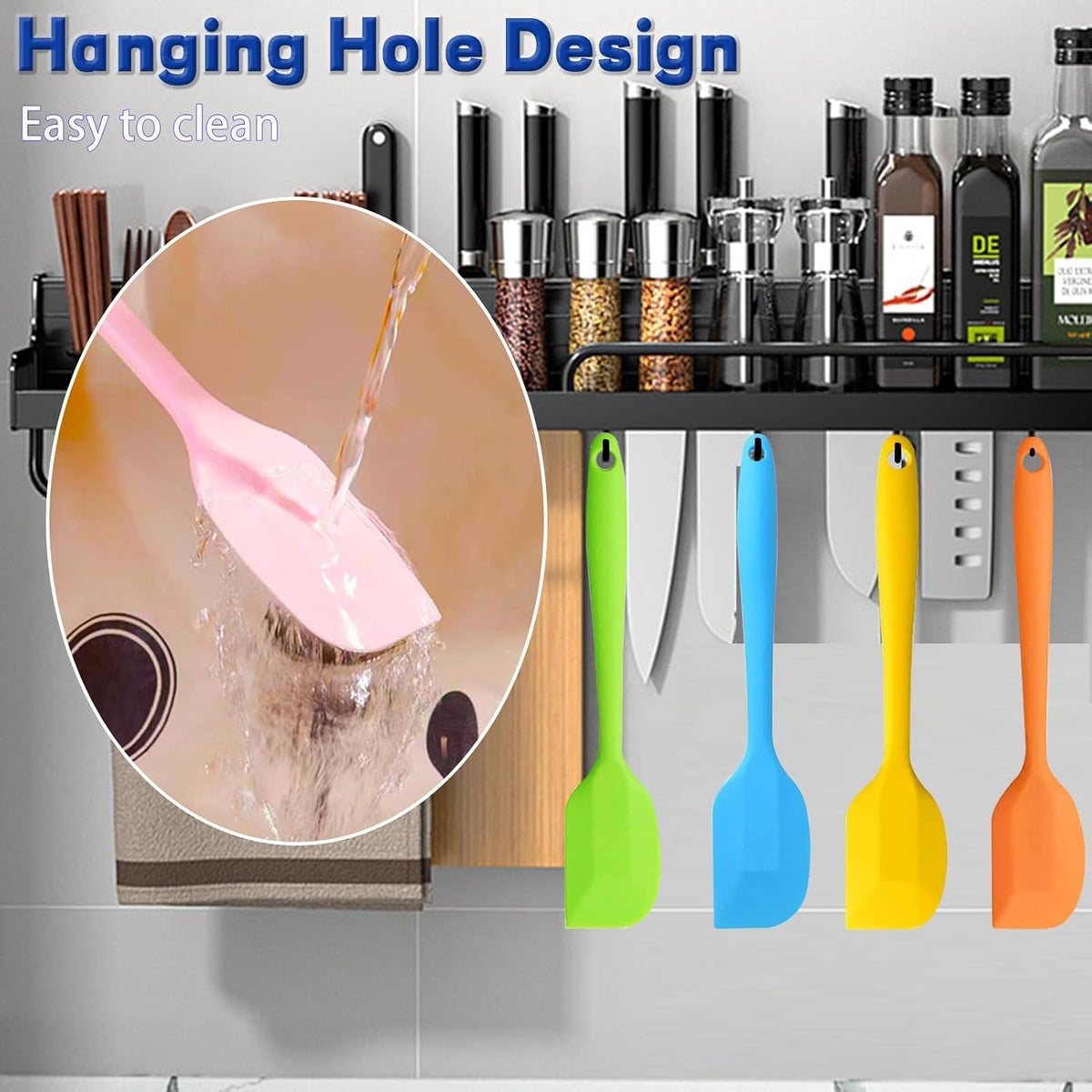 8 Pieces Silicone Spatulas,8.5 inch Non-stick Spatulas with Stainless Steel Core,Heat Resistant-500℉, One Piece Design,Food Grade Silicone, Dishwasher Safe, for Mixing,Cooking,Baking (8.5 inch)