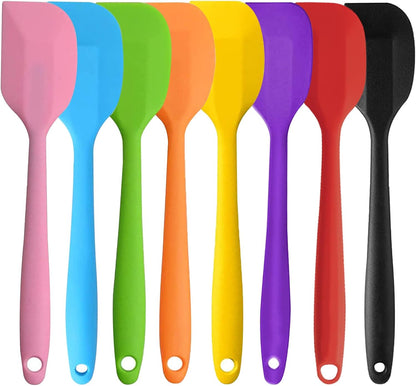 8 Pieces Silicone Spatulas,8.5 inch Non-stick Spatulas with Stainless Steel Core,Heat Resistant-500℉, One Piece Design,Food Grade Silicone, Dishwasher Safe, for Mixing,Cooking,Baking (8.5 inch)