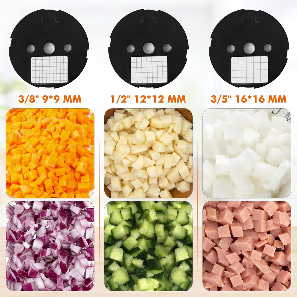 Electric Vegetable Dicer Chopper Commercial Food Processor 3 Blades