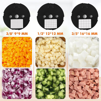 Electric Vegetable Dicer Chopper Commercial Food Processor 3 Blades