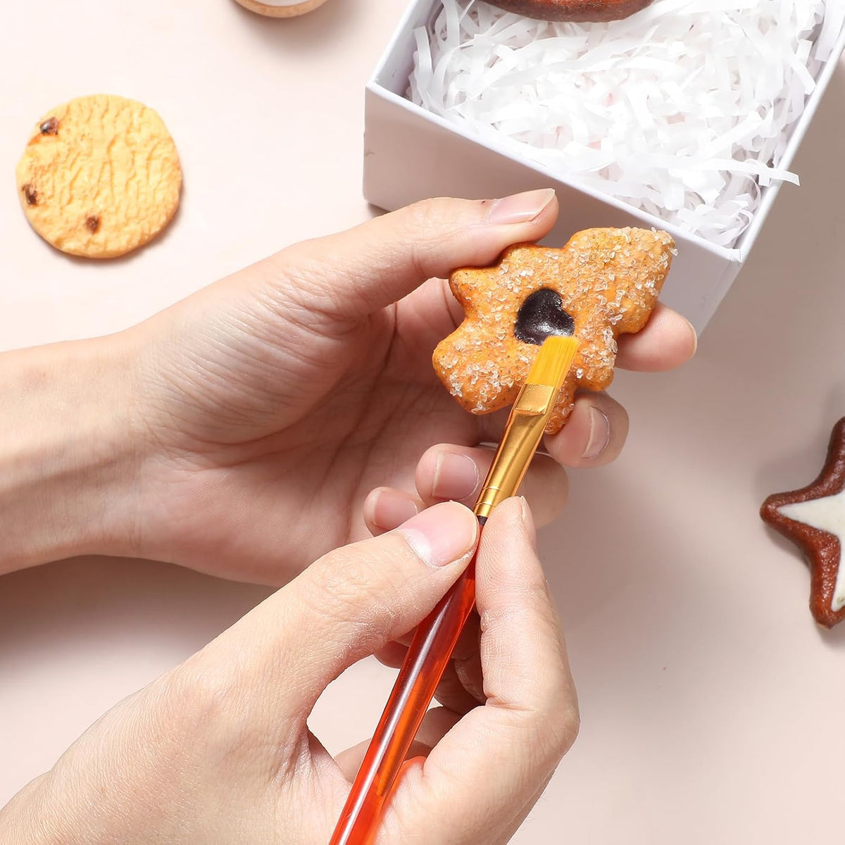 8 PCS Cake Candy Decorating Brushes, Cake Baking Brush Food Paint Brush Food Fondant Tools Sugar Cookie Decorating Supplies with Fondants Paste Tool for Christmas Biscuit Cakes Fondant Decor