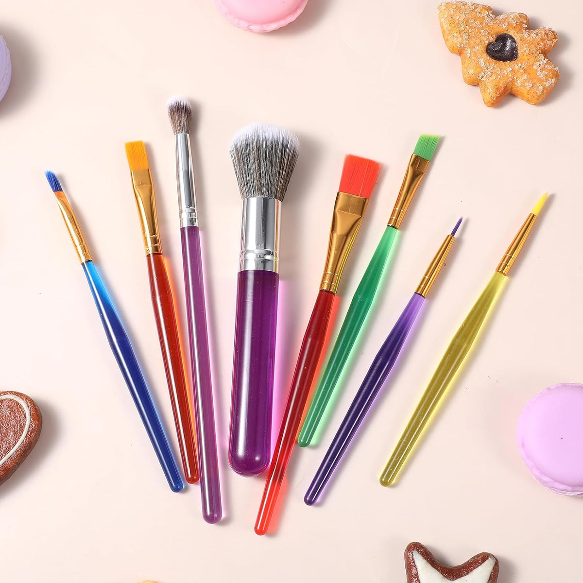 8 PCS Cake Candy Decorating Brushes, Cake Baking Brush Food Paint Brush Food Fondant Tools Sugar Cookie Decorating Supplies with Fondants Paste Tool for Christmas Biscuit Cakes Fondant Decor