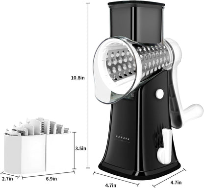 5 in 1 Rotary Cheese Grater Hand Crank, Cheese Shredder with Handle