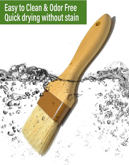 Pastry Basting Brush for Baking and Cooking - Natural Boar Bristle, Wood Handle, Food-Grade & Heat-Resistant, Non-Shedding, Ideal for Butter, Egg Wash, Oil, Sauce, Marinade, BBQ & Glazing