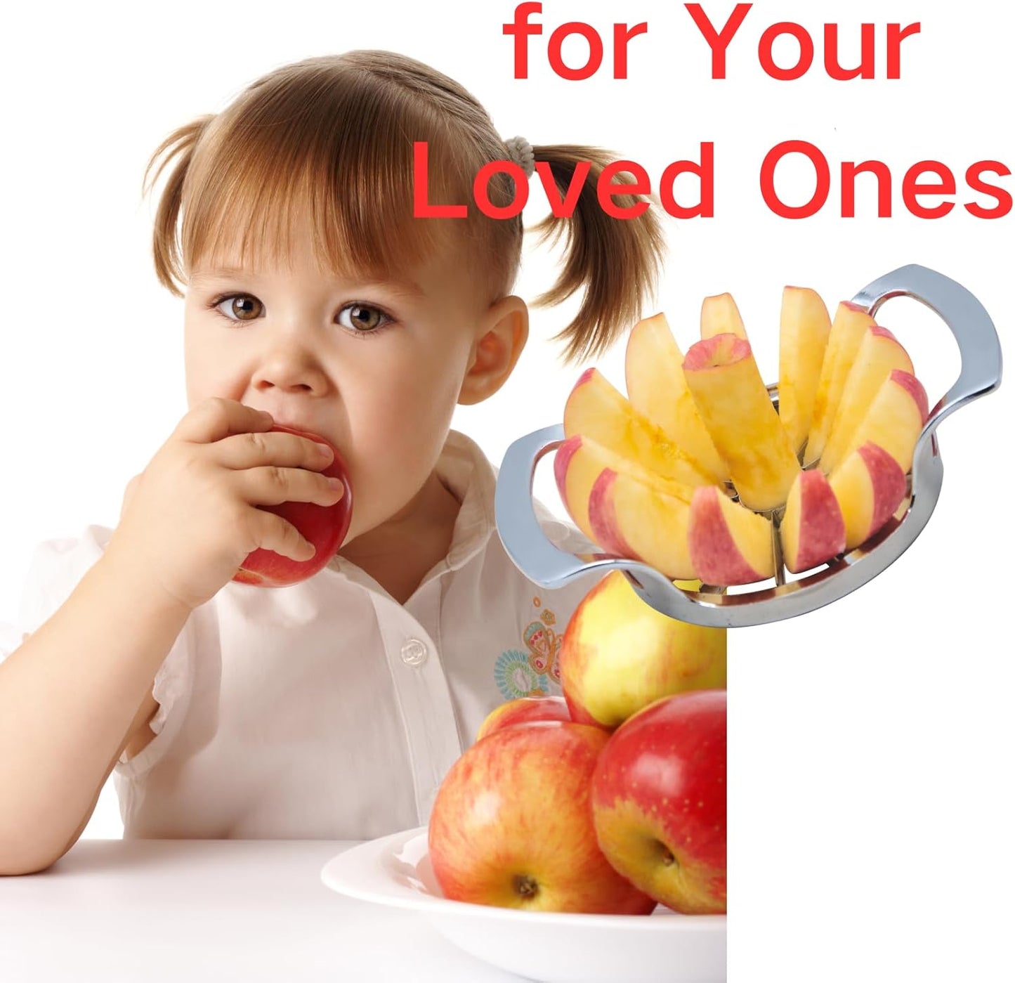 Stainless Steel Apple Slicer and Corer - Sturdy and Sharp slices，Upgraded 12-Blade Extra Large Apple Cutter & Heavy Duty Divider for Vegetables & Fruits up to 4 Inch Apples Slicing Core Remover Tool