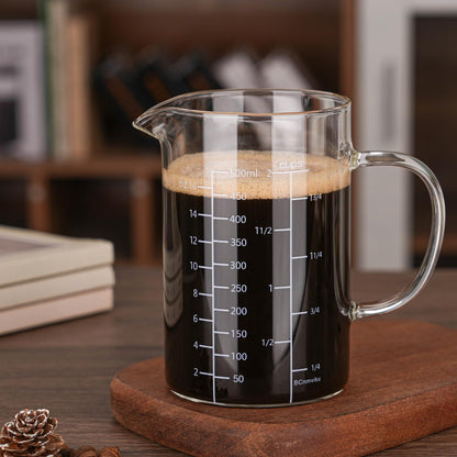 500ML 2 CUP Glass Measuring Cup With Handle, High Borosilicate Glass Three Scales (OZ, Cup, ML/CC for Kitchen or Restaurant Easy To Read