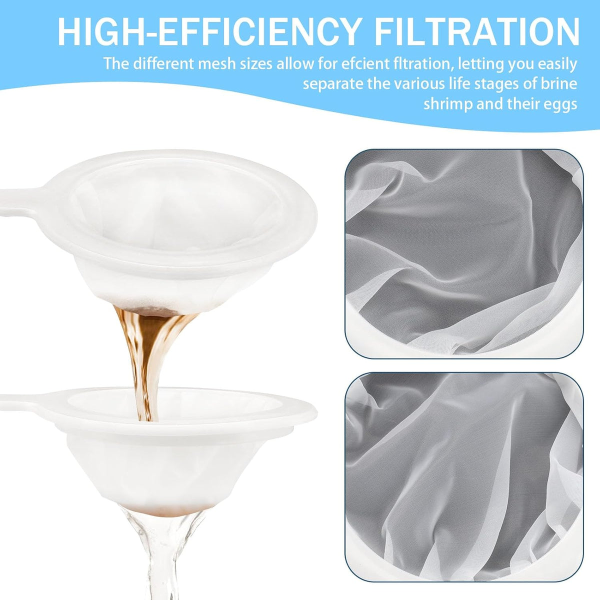 Brine Shrimp Net Sieve 80 & 200 Mesh Kit, Brine Shrimp Hatchery