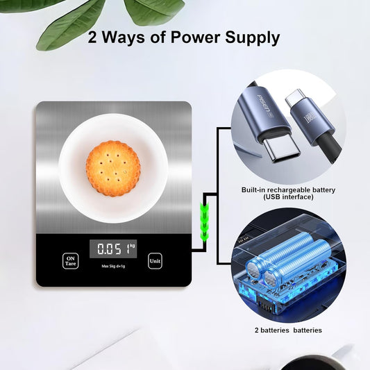 Digital Food Scale, Digital Kitchen Scale Weighing Grams and Ounces, Used for Baking and Cooking Coffee Meals