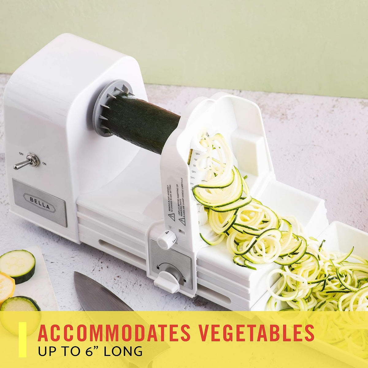 4-in-1 Automatic Electric Spiralizer & Slicer, Quickly Prep Healthy Veggie or Fruit Spaghetti, Noodles or Ribbons, Easy To Clean, Recipe Book Included, White, 14641