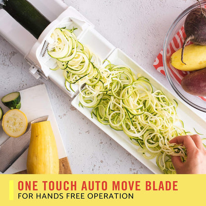 4-in-1 Automatic Electric Spiralizer & Slicer, Quickly Prep Healthy Veggie or Fruit Spaghetti, Noodles or Ribbons, Easy To Clean, Recipe Book Included, White, 14641